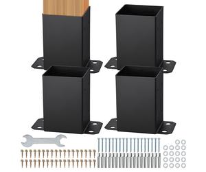Uimoso 4 Pack 4x4 Post Base Brackets for Secure Wood Fence Anchoring
