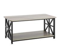 VEVOR 40" Farmhouse Coffee Table, Rectangle Coffee Table with Open Storage Compartment, Wooden Rustic Cocktail Table for Living Room, Bedroom, Apartment, Studio, Brown & Black