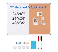 VEVOR 48"x 36" Whiteboard & Cork Board Combo with Aluminum Frame - 2-in-1 Magnetic Dry Erase Bulletin Board for Wall Mount - Ideal for School, Home, Office