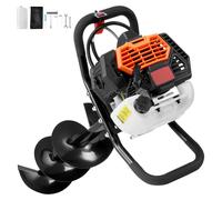VEVOR Post Hole Digger Gas Powered, 43CC 1250W Earth Auger, Gas Auger with 8” Auger Drill Action Design Bits, Post Fence Hole Digger for Farmland Garden Plant, Orange+Black