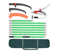VEVOR Manual Pole Saw, 118-809.3 cm Extendable Pole Tree Pruner with Scissors, Sharp 65Mn Steel Blade, Lightweight Fiberglass Handle Pole, for High Branch Trimming, Pruning Tool for Palms and Shrubs