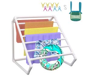 Uimoso Outdoor Towel Rack Pool Towel Rack 8 Bar Triangular White Freestanding
