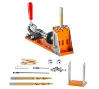 VEVOR 30 Pcs Pocket Hole Jig Kit, Adjustable & Easy to Use Pocket Hole Jig System with Step Drills, Wrenches, Drill Stop Rings, and Square Drive Bits, Dual Scale Marks for DIY Carpentry Projects