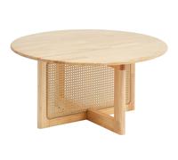 VEVOR Round Rattan Woven Wood Coffee Table with Rubber Wood Top, 33 in Modern Boho Circular Storage Coffee Table with Natural Wood Legs, for Living Room, Bedroom & Small Spaces
