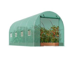 Uimoso Walk-in Tunnel Greenhouse 4.5x2x2m Galvanized Frame PE Cover Green