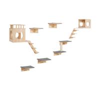 VEVOR Wall Mounted Cat Shelves, Cat Wall Shelves and Perches with Jumping Boards, Cat Beds, Hammocks & Cat Tree, Cat Furniture and Shelves up to 40 lbs for Sleeping, Playing, Climbing, Set of 9