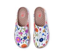 UIN Slipper Woman Lightweight Flat Travel Art Painted Shoes Wide Toe Casual Slip On Mules Malaga