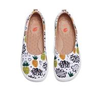 UIN Sweet Pineapple Valencia Canvas Women's Art Painted Ballet Flats Slip On Pointed Toe Casual Loafers Lightweight Comfort Travel Shoes 245mm, UK Size 5.5, EU Size (39)