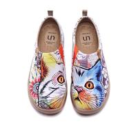 UIN Women's Amazing Colorful Cute Cat Canvas Slip On Spring Summer Loafer Flat Art Painted Travel Shoe Multicolor 235mm, UK Size 4, EU Size (37)