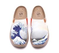 UIN Women's Great Wave Off Kanagawa Colorful Slippers Lightweight Slip On Loafer Flat Art Travel Painted Shoes 240mm, UK Size 4.5, EU Size (38)