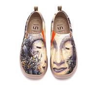UIN Women's Green Nirvana Thailand Lightweight Comfortable Slip On Loafer Flat Art Travel Painted Shoes White 250mm, UK Size 6, EU Size (40)