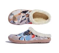 UIN Women's Mules Fashion Comfort Travel Art Painted Chunky Shoes Wide Toe Casual Household Slippers Clematis 245mm, UK Size 5.5, EU Size (39)