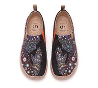UIN Women's Pray for Goodness Canvas Shoes Casual Walking Flats Slip On Painted Travel Shoe Black 230mm, UK Size 3.5, EU Size(36.5)