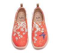 UIN Women's Sakura Japanese Canvas Gifts Lightweight Spring Summer Loafer Flat Art Painted Travel Shoes Red 220mm, UK Size 2.5, EU Size (35)