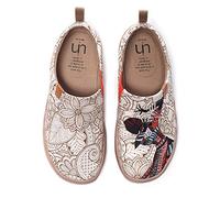 UIN Women's Shoes Black Pearl Canvas Ladies Casual Flat Walking Special Exotic Style Art Painted Travel Shoe Multicolor UK Size 7.5, EU Size(42)