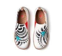 UIN Women's Shoes Walking Lightweight Slip On Loafer Spring Summer Knit Flat Art Travel Painted Shoe Blue Fish Breaking Waves UK Size 4.5