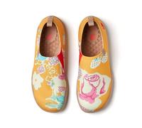 UIN Women's Shoes Walking Lightweight Slip On Loafer Spring Summer Knit Flat Art Travel Painted Shoe Berry Blossom Dream UK Size 6