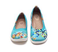 UIN Women's Slip-On Ballet Walking Shoe | Lightweight Breathable Canvas Knit Flat with Artistic Painted Design for Travel