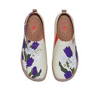 UIN Women's Slip Ons Lightweight Sneaker Walking Casual Loafers Comfortable Art Painted Travel Shoes Toledo Ⅰ Purple Tulips (38.5)