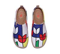 UIN Women's Slip Ons Lightweight Sneaker Walking Casual Loafers Comfortable Art Painted Travel Shoes Toledo Ⅰ Geometric Tulips (39)