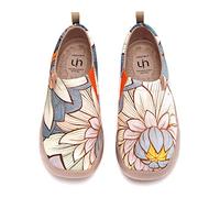 UIN Women's Slip Ons Walking Casual Loafers Comfortable Art Painted Travel Shoes Lightweight Sneaker Toledo Ⅰ Lotus Flowers (36.5)