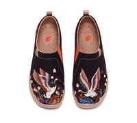 UIN Women's Slip Ons Walking Casual Loafers Comfortable Art Painted Travel Shoes Lightweight Sneaker Toledo Ⅰ Crane Dance (37)