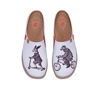 UIN Women's Slipper Lightweight Slip On Mules Comfortable Flat Wide Toe Clog Casual Art Painted Travel Shoes Malaga-Time for Work 3 (40.5)