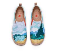 UIN Women's The National Gallery Collaborative Collection Slip Ons Fashion Art Painted Travel Shoes Van Gogh Wheatfield with Cypressess 255mm, UK Size 6.5, EU Size (40.5)