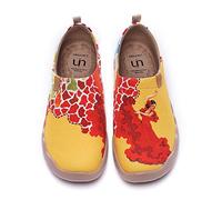 UIN Women's Viva la Vida Slip On Canvas Casual Comfortable Dancing Fashion Sneaker Art Painted Travel Shoes Yellow 255mm, UK Size 6.5, EU Size(41)