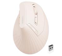 Uineer Wireless Ergonomic Mouse, 2.4GHz Optical Mouse with USB Receiver, Rechargeable Vertical Mouse, 6 Buttons, 4 Adjustable DPI (800/1200/1600/2400), Silent Mouse for Laptop, PC and Desktop, Pink