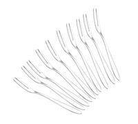Uinfhyknd 10Pcs Stainless Steel Reusable Fruit Fork Cake Dessert Salad Fork Two- Fork Set Kitchen Tool 13cm