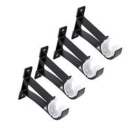 Uinfhyknd 4 Packs Single Curtain Rod Brackets for Aluminum Alloy Curtain Rod Brackets Heavy Duty Curtain Rod Brackets (Black)