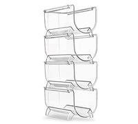Uinfhyknd 4Pcs Refrigerator Wine Holder,Clear Stackable Plastic Wine Rack Storage Water Organizer Water for Fridge
