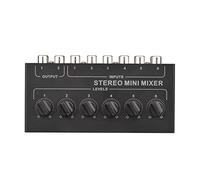 Uinfhyknd 6 Way Stereo Passive Mixer Portable Audio Mixer 6 Inputs 2 Outputs Stereo Distributor Volume Control Battery Required