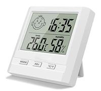 Uinfhyknd Digital Indoor Hygrometer Thermometer With Time Display,Accurate Temperature Humidity Monitor Meter,Office,Nursing Room,Greenhouse,Warehouse And More