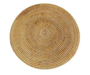 Uinfhyknd Handwoven Rattan Placemats,Round Wicker Table Mats, Natural Woven Placemats for Dinner Table,Heat Resistant Mats