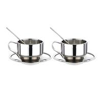 Uinfhyknd Insulated Coffee Cup Set - Stainless Steel Double Walled Espresso Cups Latte Cappuccino Tea Cup with Saucer and Spoon 125Ml (2)