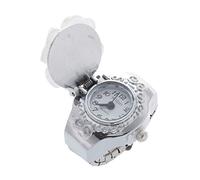 Uinfhyknd Quartz Finger Ring Watch Round Dial White for Senora, Silver , White