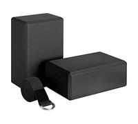 Uinfhyknd Yoga Block and Yoga Strap Set Foam Non- Yoga Blocks Universal Stretching and Workouts Black