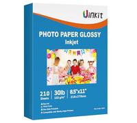 Uinkit 30lb Thin Flyer Paper Glossy 8.5x11 Inkjet Single Side DIY Chip Bag 115gsm Photos Picture for Inkjet Printer with Dye Ink Letter size A4 Brochure (8.5x11x210)