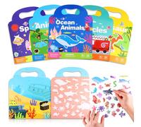 uinnossvc 5 Packs Reusable Sticker Book, 3D Puffy Stickers for Toddlers, Sticker Scenes Books for Age 1-2 Year Old Boys Girls, Educational Learning Toy