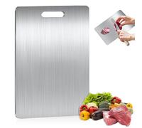 uinnossvc Titanium Cutting Board, Titanium Chopping Board, 304 Stainless Steel Cutting Boards, Double-Sided Food-Grade Chopping Board for Meat, Fruit, Vegetables (34 x 23cm)