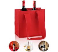 uinnossvc Wine Bottle Bag, Felt Wine Bottle Carrier, Carrier Flexible Divider with Carry Handle for Beach, Fishing, Camping, Travel, Shopping, Storage