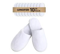 UINOFER Spa Slippers, Disposable Hotel Cotton Velvet Closed Toe Slippers for Home, Bedroom, Bathroom, Indoor, Hotel or Commercial Use (White)
