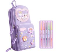 UINSUE Mini Backpack Pencil Case Art Marker Storage Canvas Makeup Pocket Small Gadget Bag Organizer Random Free of Highlighters (Purple)