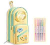 UINSUE Mini Backpack Pencil Case Art Marker Storage Canvas Makeup Pocket Small Gadget Bag Organizer Random Free of Highlighters (YELLOW-CHEESE)