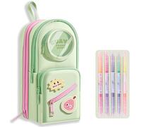 UINSUE Mini Backpack Pencil Case Art Marker Storage Canvas Makeup Pocket Small Gadget Bag Organizer Random Free of Highlighters (GREEN-GUAVA)