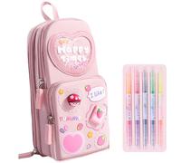 UINSUE Mini Backpack Pencil Case Art Marker Storage Canvas Pocket Makeup Small Bag Organizer Random Gadgets No Markers (Pink)