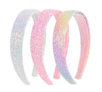 Uintoon Glitter Headbands for Girls, 3PCS Cute Sequin Headbands for Women Sparkly Headband Bling Hair Bands, Head Bands for Girls Hair Accessories (White, Bright Pink, Rainbow)