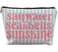 uinwk Beach Makeup Bag,Sunscreen Summer Travel Makeup Pouch,Saltwater Seashells Sunshine Travel Cosmetic Zipper Bags for Women,Beach Gifts for Women (Color-17)